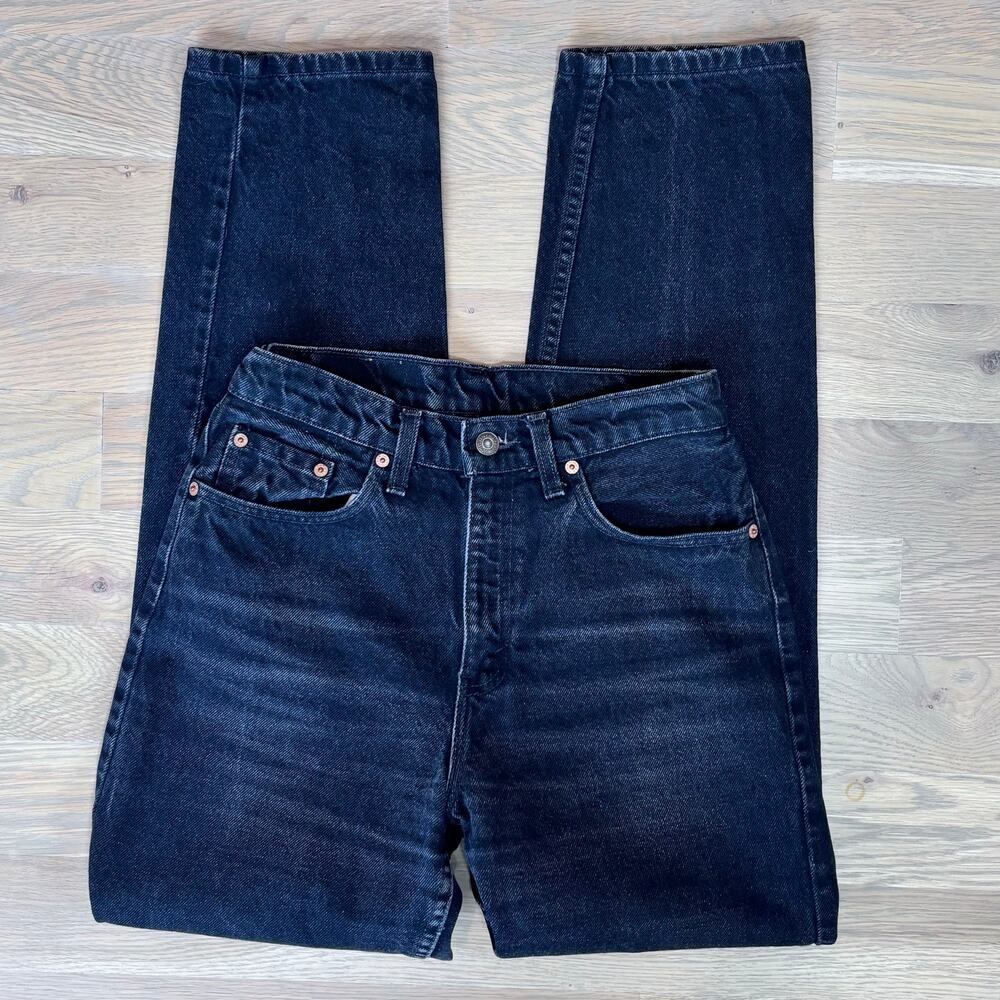 VTG 90s Levi’s 560 High Rise Tapered Jeans USA Made Faded Black Womens Size 27